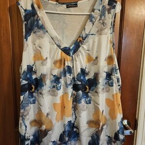 Amazon Women's Floral Tank Top - Blue and Yellow